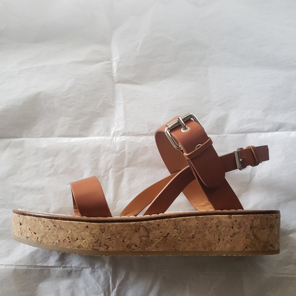 18kt Milano camel leather cork platform Italian summer sandals - Picture 7 of 7